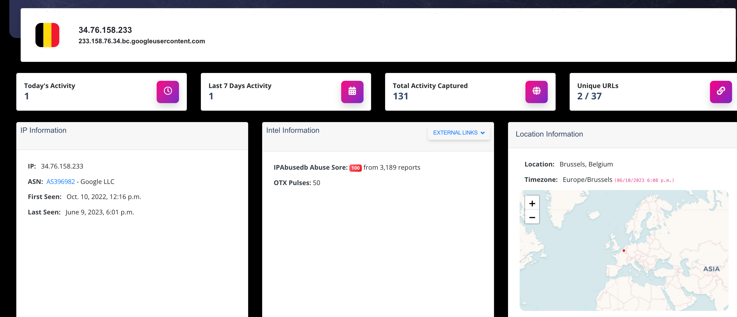 IP lookup and search functionality